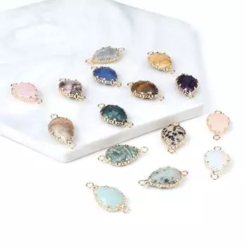 2 шт., разъем из натурального камня, каплевидный граненый разъем, подвески для изготовления ювелирных изделий, ожерелье, браслет, аксессуары 2Pcs/Rose Quartz