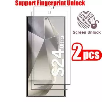 2 шт., разблокировка по отпечатку пальца, 0,18 мм, HD-защитная пленка для экрана, закаленное стекло, пленка для Samsung Galaxy S24/S24+/S24 Ultra S22 S23 5G S23+ Plus S21 Samsung Galaxy S24 Ultra чистый