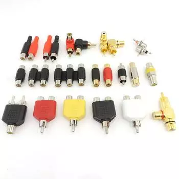 2 шт. RCA Male Female to 2rca 3rca Male Female RCA Connector Splitter Adapter AV Video Audio T Plug RCA 2 3 way right angle a1 type 8