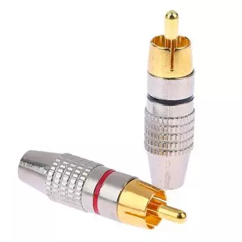 2 шт. RCA мужской разъем без пайки адаптер для аудиокабеля штекер видеокамеры видеонаблюдения адаптер кабель-конвертер без пайки 2Pcs