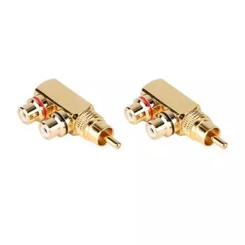 2 шт. RCA разъем «папа-мама» трехсторонний адаптер аудио-видео разветвитель под прямым углом