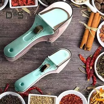 2 шт. Регулируемая мерная ложка, набор без батареек, простая в использовании и чистке, магнитный ремешок на спине, точные измерительные кухонные гаджеты для еды, кофе, муки 2pcs