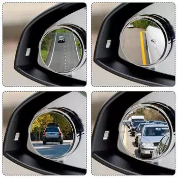 2 шт. регулируемое зеркало для слепых зон на 360 градусов, автомобильное вспомогательное выпуклое зеркало заднего вида с круглой рамкой, широкоугольные зеркала для заднего хода автомобиля чёрный