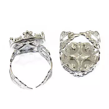 2 шт. регулируемые филигранные заготовки для колец на палец, фурнитура 15 мм, основание, серебро