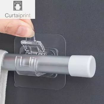 2 шт., регулируемый держатель для карнизов без гвоздей, зажимные крючки, держатели кронштейнов для стержней, клейкая настенная штора с фиксированным зажимом, крючок для подвесной стойки 2pcs белый