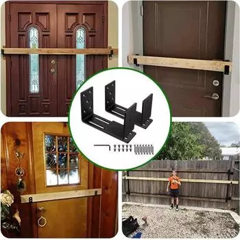 2 шт. Регулируемый кронштейн для дверной баррикады, прочный кронштейн для дверной безопасности, держатель для открывающейся планки для безопасности, U-образный металлический дверной баррикады чёрный