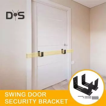 2 шт. Регулируемый кронштейн для дверной баррикады, прочный кронштейн для безопасности двери, держатель для открывающейся планки для безопасности, U-образный металлический кронштейн для дверной баррикады чёрный