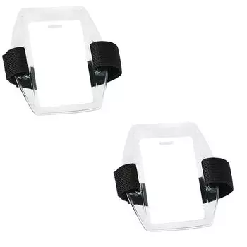 2 шт. Регулируемый поясной держатель для бейджа на руку Прозрачный держатель для ски-пасса Универсальный держатель для бейджа с именем Офис чёрный