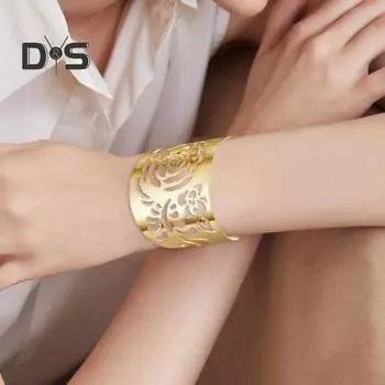 2 шт. регулируемый широкий браслет с индивидуальным ретро-стилем, ажурный полированный металлический браслет на руку для косплея, выступление, рукав B серебряный