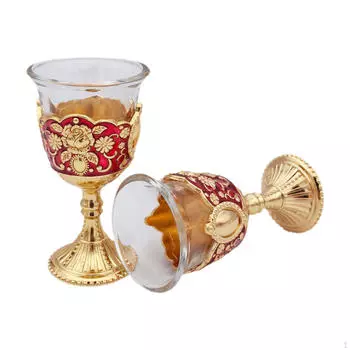 2 шт. Рельефные бокалы для вина, тосты, мини-бокал для причастия на свадьбу, путешествия red and gold