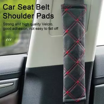 2 шт. ремень из искусственной кожи, подушка для автомобильного сиденья, квадратная застежка, лента, швейная строчка чёрный/красный