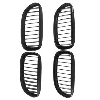2 шт. решетка радиатора на передний бампер, глянцевая черная гоночная решетка для BMW E63 E64 650i M6 2004 2005-2010 51137008915 51137008916 матовый черный