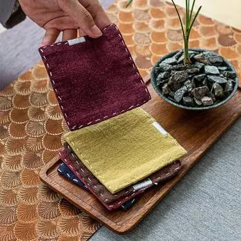 2 шт. ретро хлопчатобумажная льняная подставка нескользящая изоляционная подкладка для напитков аксессуары коврики для чашек для чая Главная коричневый