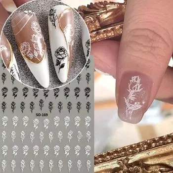 2 шт ретро и клейкие патчи для ногтей DIY розовые наклейки черные, белые красивые патчи для ногтей для Bowknot