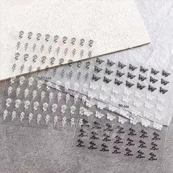 2 шт. ретро патчи для ногтей с розами DIY клейкие наклейки черно-белые красивые патчи для ногтей для красивых ногтей Bowknot