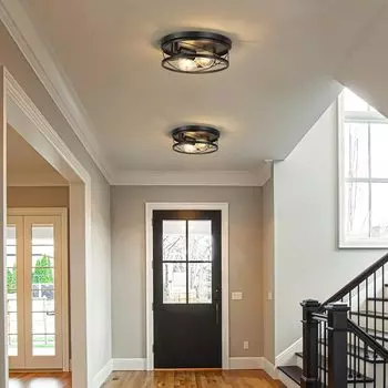 2 шт. Ретро-железный арт-светильник Simple Farmhouse Ceiling Light Recessed Halling Ceiling Lighting Подходит для спальни, прихожей, кухни no bulb