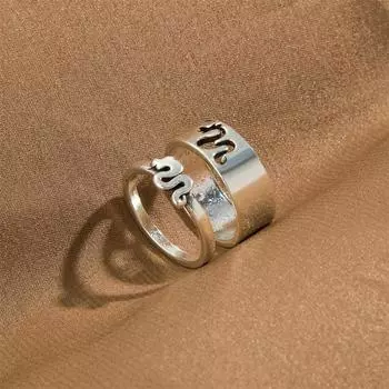 2 шт. ретро змеиные кольца женские простые полые серебряные широкие кольца для девочек модные ювелирные подарки