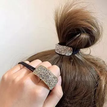 2 шт. резинки для волос, блестящие стразы, эластичные резинки для хвостиков, сверкающие блестящие веревки для волос, аксессуары для волос золотистый