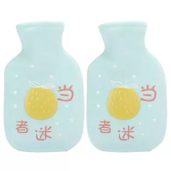 2 шт. резиновая грелка с рисунком из мультфильма, толстая грелка 350 мл (зеленый)