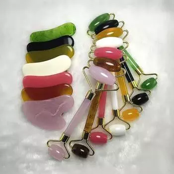 2 шт., роликовый массажер для лица, скребок Гуа Ша, набор для лифтинга лица, массажер для похудения, массажер для лица D