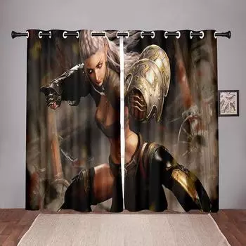 2 шт. Роскошные мультяшные анимационные крутые игровые персонажи, занавески для окон для детей, спальни, гостиной, ванной комнаты, кухни, двери прихожей W50 X H130(CM)X2&Hook