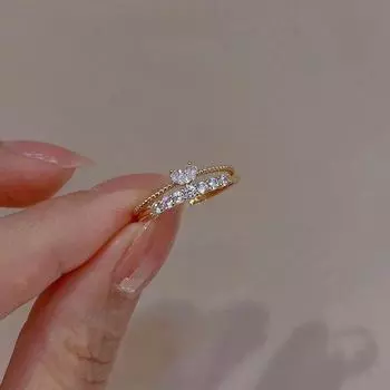 2 шт. роскошных колец в форме сердца из циркона для женщин, регулируемое открывающееся кольцо со стразами, помолвочное свадебное ювелирное изделие, модные подарки золотой