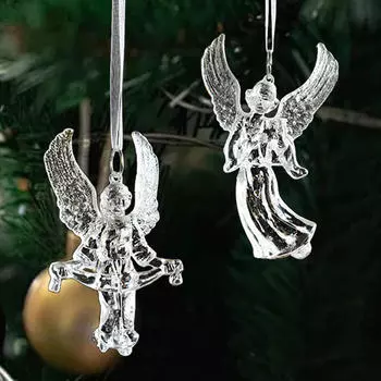 2 шт. Рождественская елка акриловый кулон подвесной ангел украшение ремесло скульптура для годового декора