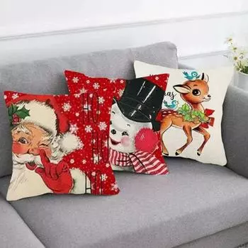 2 шт. Рождественская наволочка с рисунком снеговика, цветной принт, квадратная форма, спальня, гостиная, диван, украшение, наволочка, чехол для подушки