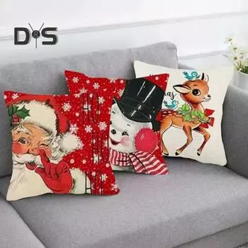 2 шт. Рождественская наволочка с рисунком снеговика, цветной принт, квадратная форма, спальня, гостиная, диван, украшение, наволочка, чехол для подушки D