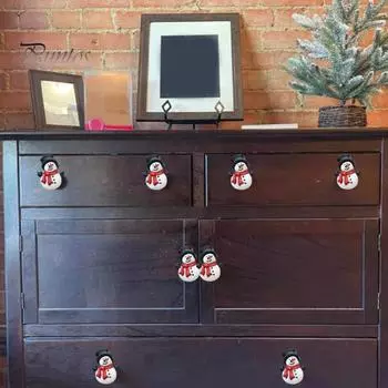 2 шт. Рождественская ручка для шкафа с изображением снеговика, ручка для комода, праздничные ручки для ящиков, дверные ручки, рождественские украшения для шкафов A