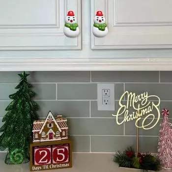 2 шт. Рождественская ручка для шкафа с рисунком снеговика, ручка для комода, праздничные ручки для ящиков A