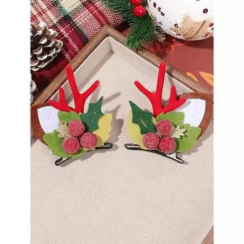 2 шт. Рождественская заколка-краб для волос, Аксессуары для волос для женщин и девочек, Заколки для волос в виде оленьих ушек, Банты-заколки для рождественской вечеринки