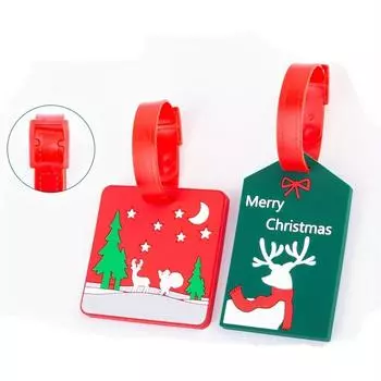 2 шт. Рождественские бирки для багажа из высокочастотного прессованного ПВХ-материала, этикетка для дорожной коробки с милым мультяшным дизайном 2pcs