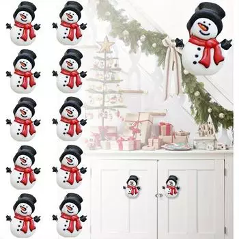 2 шт. рождественские чехлы на ручки шкафа - 2024 новые рождественские силиконовые чехлы на ручки шкафа в виде снеговика для шкафов для кухни, спальни