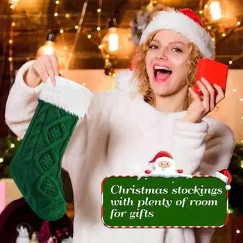 2 шт. Рождественские чулки, большие вязаные чулки для рождественской елки, ручная работа, мягкие плюшевые носки для украшения камина, праздничной елки 2pcs белый