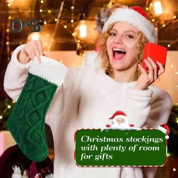 2 шт. Рождественские чулки, большие вязаные чулки для рождественской елки, ручная работа, мягкие плюшевые носки для украшения камина, праздничной елки 2pcs красный
