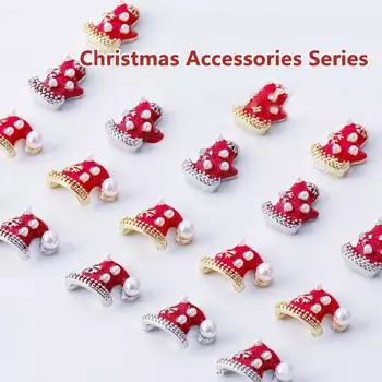 2 шт. Рождественские подвески для ногтей с цирконами, роскошные банты, рога оленя, перчатки для снеговика, украшения для ногтей с рождественской елкой, новогодние аксессуары для дизайна ногтей SP-2521