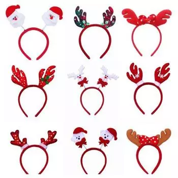 2 шт., рождественские повязки на голову, привлекательные классические оленьи рога, праздничный обруч в форме Санта-Клауса для женщин и девочек Random Style