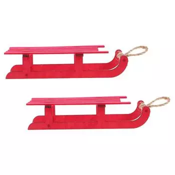 2 шт. Рождественские сани, украшения, венок, наружные деревянные подвесные украшения, рождественские подвески для дерева, мужские подвески, декор 12.50X5.00X2.50CM красный