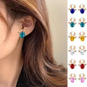 2 шт. рождественские серьги-гвоздики в стиле бохо из искусственного драгоценного камня, инкрустированные блестящими стразами, праздничный декоративный подарок на Рождество озеро синий