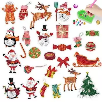 2 шт. рождественские тематические наклейки для алмазной живописи DIY ремесло яркие цвета мультяшный узор художественное ремесло алмазная живопись наклейки разноцветный