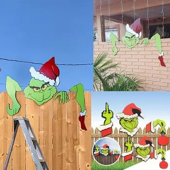 2 шт. Рождественские украшения Gri-nch Gri-nch, украшения для забора, зимние настенные знаки для двора, подарок на Рождество