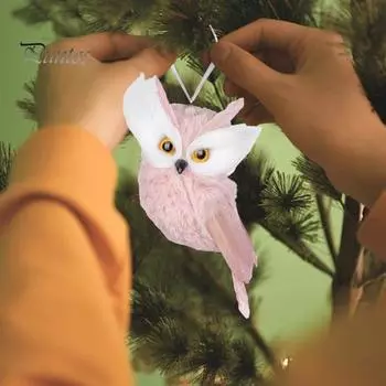 2 шт. Рождественские украшения с розовой совой, нечеткие многоразовые праздничные украшения, рождественская елка, подвесной 3D плюшевый орнамент в виде животного, кулон, товары для вечеринок, подарок 2pcs розовый