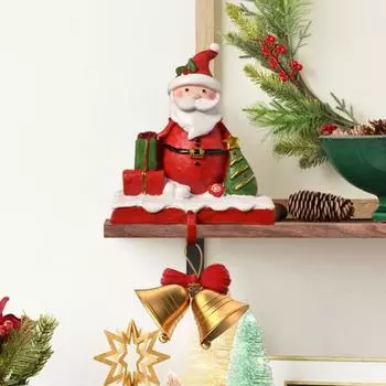 2 шт. рождественские вешалки для чулок из смолы 3D держатели для чулок Санта Клаус и снеговик рождественский держатель для чулок для камина с передним крючком для праздничного декора камина Mixed Style