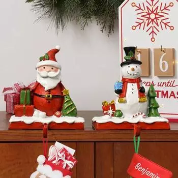 2 шт. рождественские вешалки для чулок из смолы 3D держатели для чулок Санта Клаус и снеговик Рождество Snowman