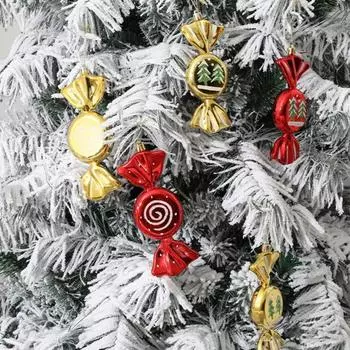 2 шт., рождественские висячие пластиковые рисунки, конфеты, орнамент, большие гальванические цветные многоразовые праздничные рождественские елки, сладкие красный