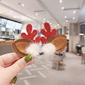 2 шт., рождественские заколки для волос, детские заколки, бант, олень, Санта-Клаус, детские рождественские головные уборы, аксессуары для волос для девочек и детей