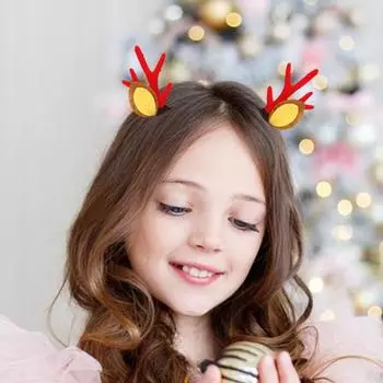 2 шт., рождественские заколки для волос с лосем, праздничные праздничные аксессуары, милые очаровательные заколки для вечеринок, фото косплея золотистый