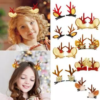 2 шт., рождественские заколки для волос с лосем, праздничные праздничные аксессуары, милые очаровательные заколки для вечеринок, фото косплея