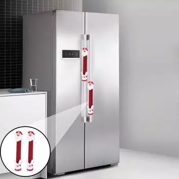 2 шт. Рождественский чехол для дверной ручки холодильника, прочный моющийся многоразовый чехол для ручки для праздничного украшения